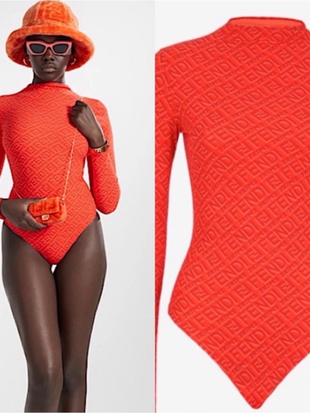 Fendi X Skims Mock Neck Bodysuit Collab in Georgia Size Small